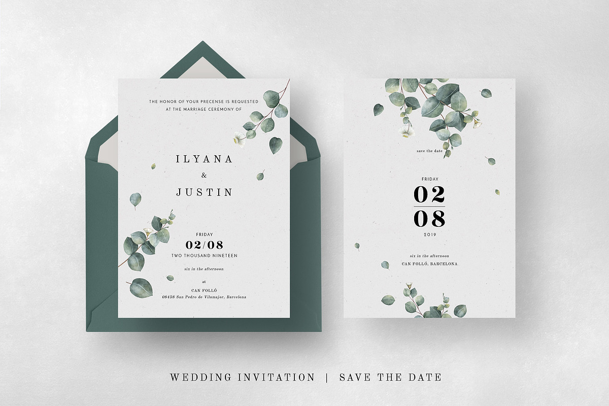 Eucalyptus Foliage Wedding Suite, an Invitation Template by BlueRobinDesignShop (Photo 8 of 10)