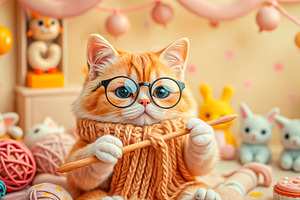 Cute domestic cat knits a beautiful, an Animal Photo by TatsianaSalauyova