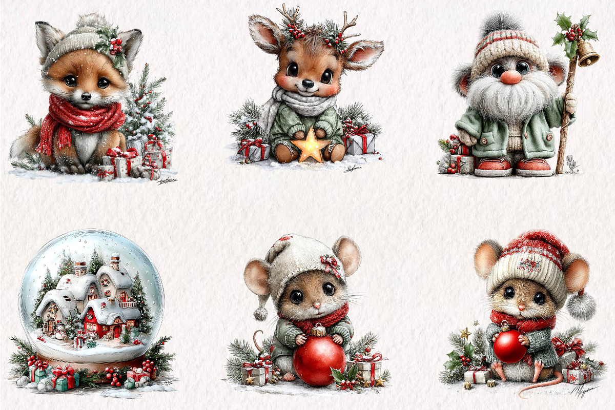 Whimsical Christmas Characters, a Seasonal Illustration by CreationArt (Photo 3 of 7)