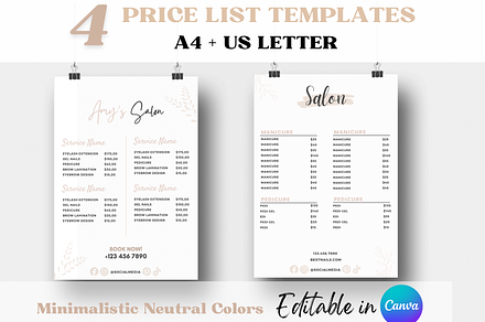 Price Lists Printable Canva Template