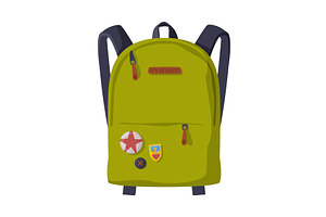 Green Backpack with Front Zippered, an Object Illustration by TopVectors