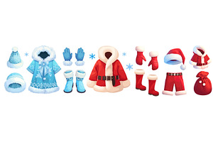 clothing Santa Claus. Blue red fur, an Object Illustration by Stock-Smart-Start