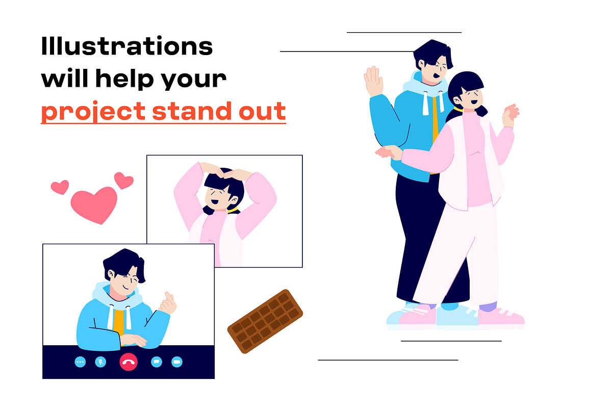 Valentine Illustration Pack, an Illustration by orenjidesign (Photo 2 of 8)