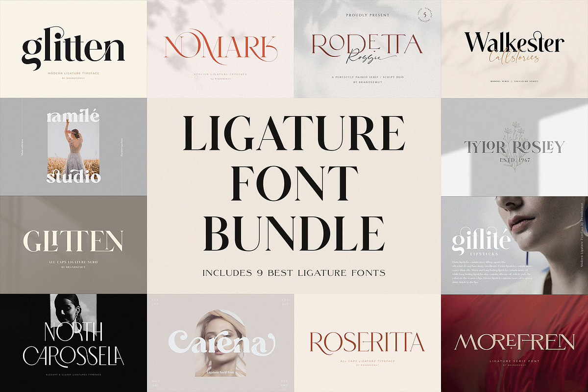 Ligature Font BUNDLE, a Serif Font by BrandSemut (Photo 1 of 70)