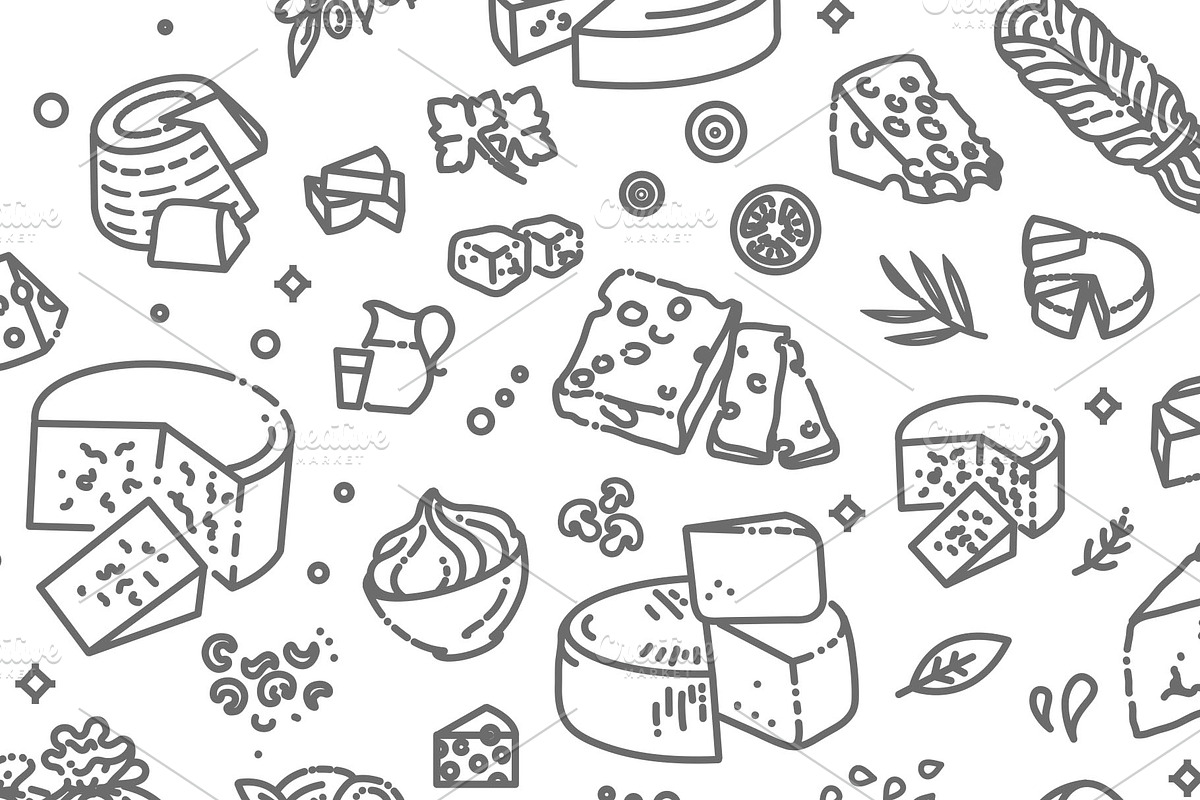 Vector Illustration of Cheese Types, a Food Illustration by Tettygreen (Photo 3 of 3)