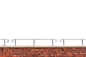 Brick wall and railing isolated, an Architecture Photo by BOOCYS
