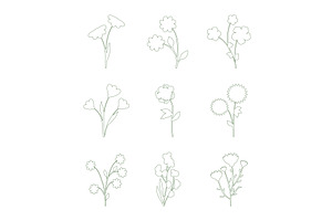 Collection of nine delicate line art, an Object Illustration by okskukuruza