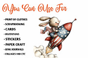 Whimsical Patriotic Animals Clipart, an Animal Illustration by CreationArt (Thumbnail 5 of 7)