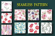 Bright watercolor flowers, a Pattern Graphic by Digital illustration shop (Thumbnail 2 of 4)