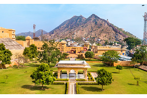View of Amer Fort Garden. A major tourist attraction in Jaipur -, an Architecture Photo by Leonid Andronov