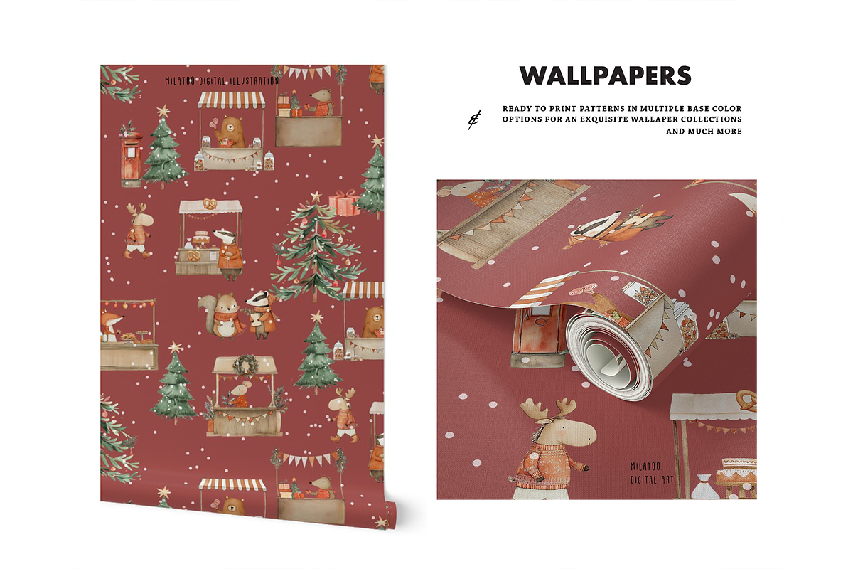 Winter market Christmas pattern, a Texture Graphic by Milatoo (Photo 5 of 6)