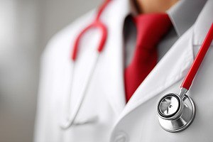 Close up of a doctor in a white coat, a Health & Medical Photo by MistyDay