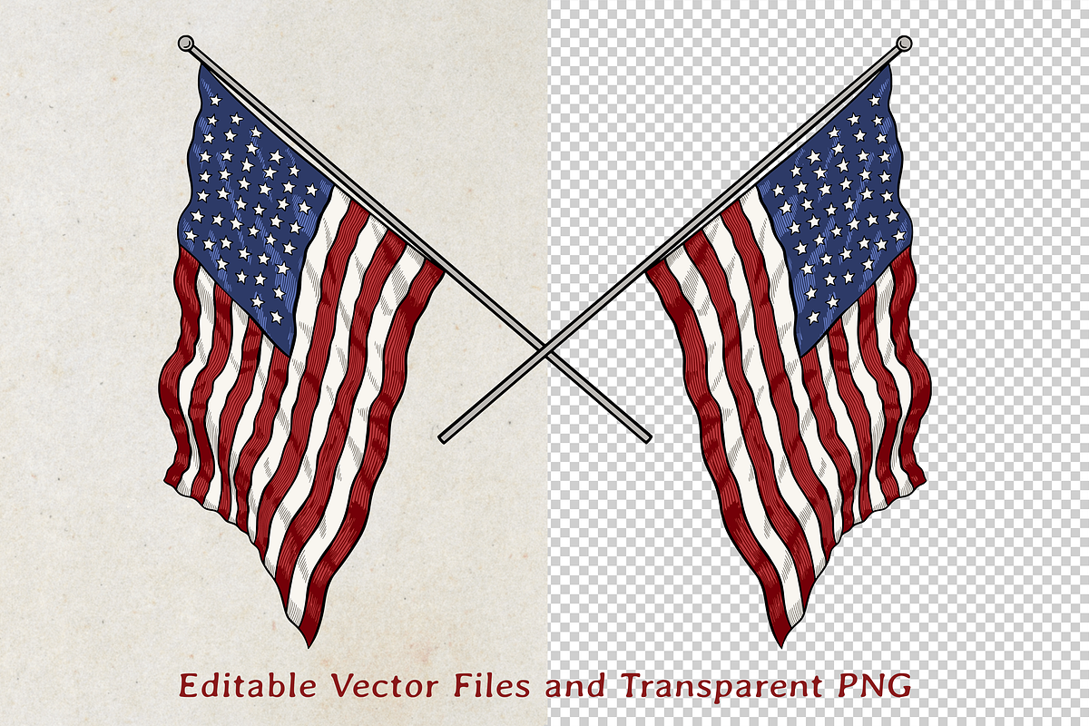 American Flag Vector Set, an Object Illustration by Kusumaillustration (Photo 2 of 7)