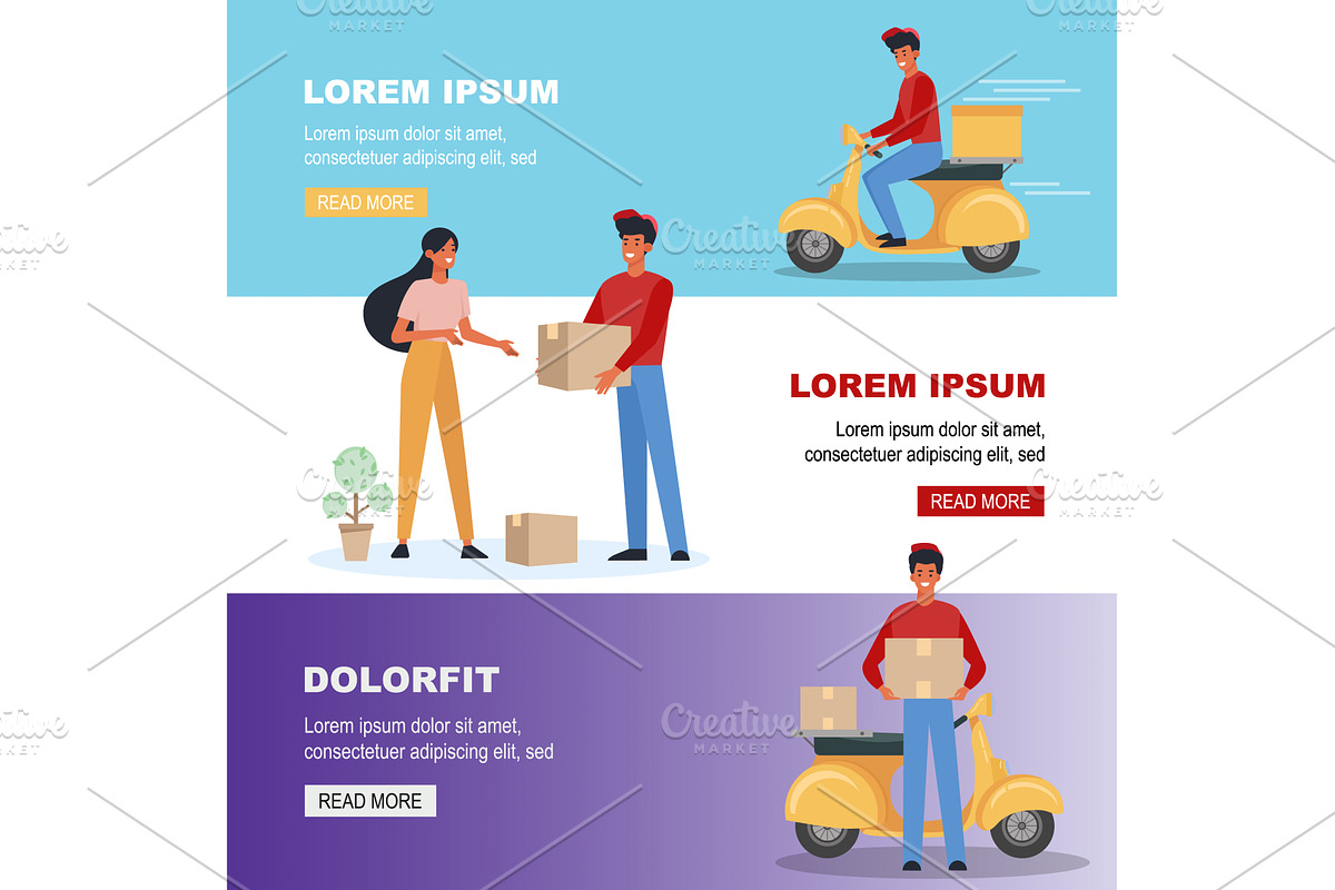 delivery courier characters. service, a Transportation Illustration by Multigon