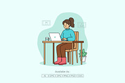 Woman Working on Laptop Illustration, a Work Illustration by Partikusi Design (Thumbnail 2 of 3)