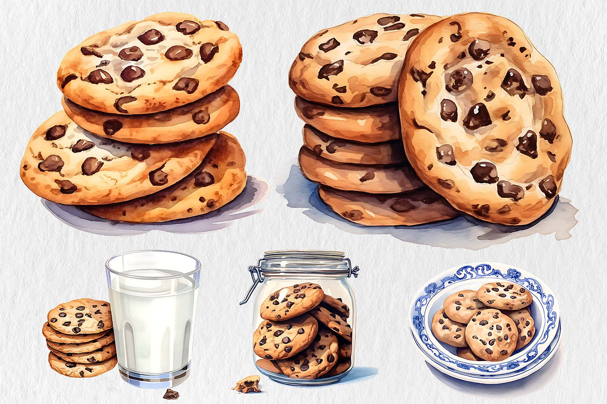 Chocolate Chip Cookie Clipart Bundle, an Illustration by Moon Studio (Photo 5 of 5)