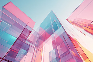 Futuristic Glass Architecture with Vibrant Colors, an Abstract Photo by Natalia Klenova's Shop