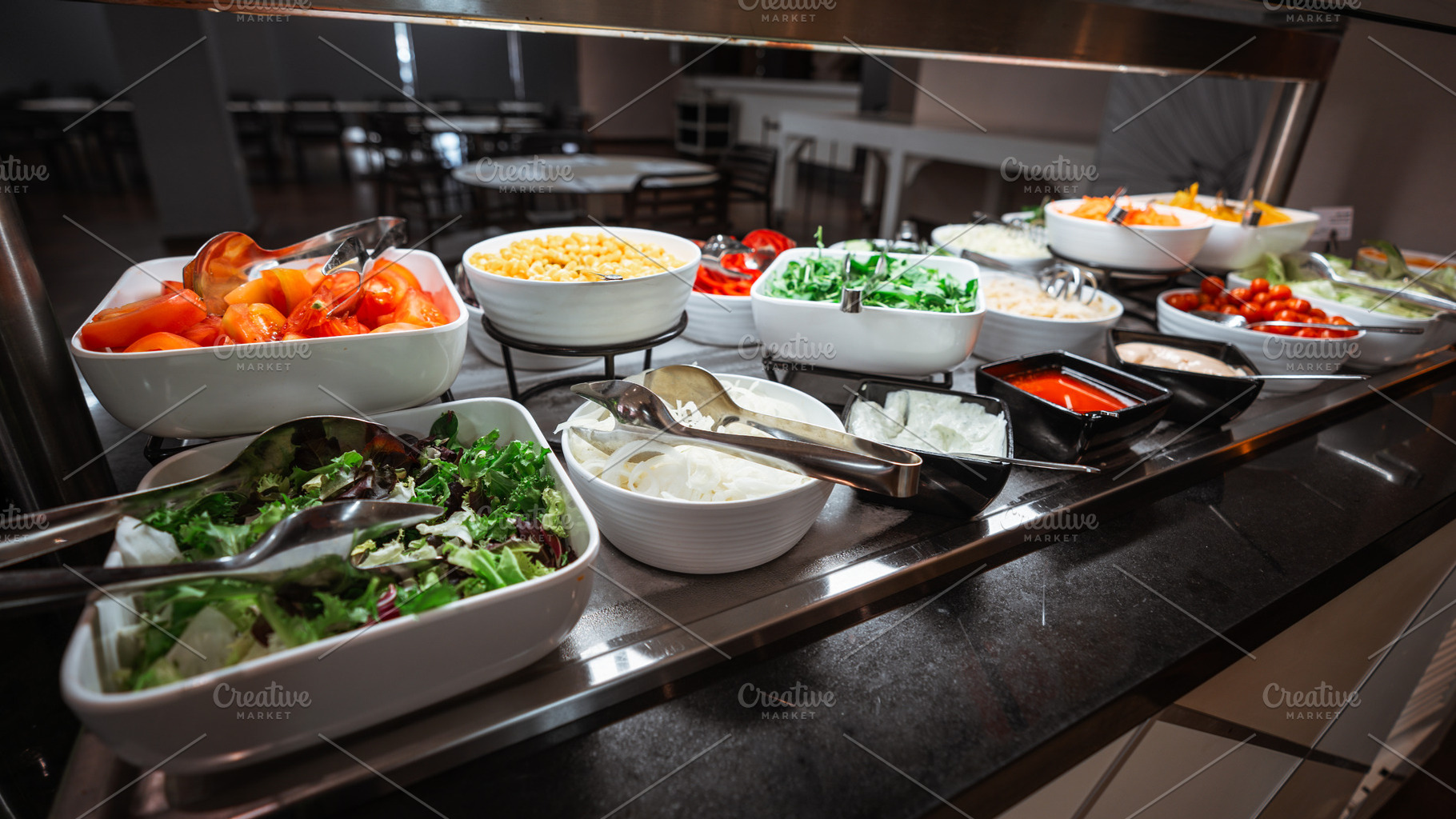 Colorful self-service salad buffet, a Food & Drink Photo by SkyNext
