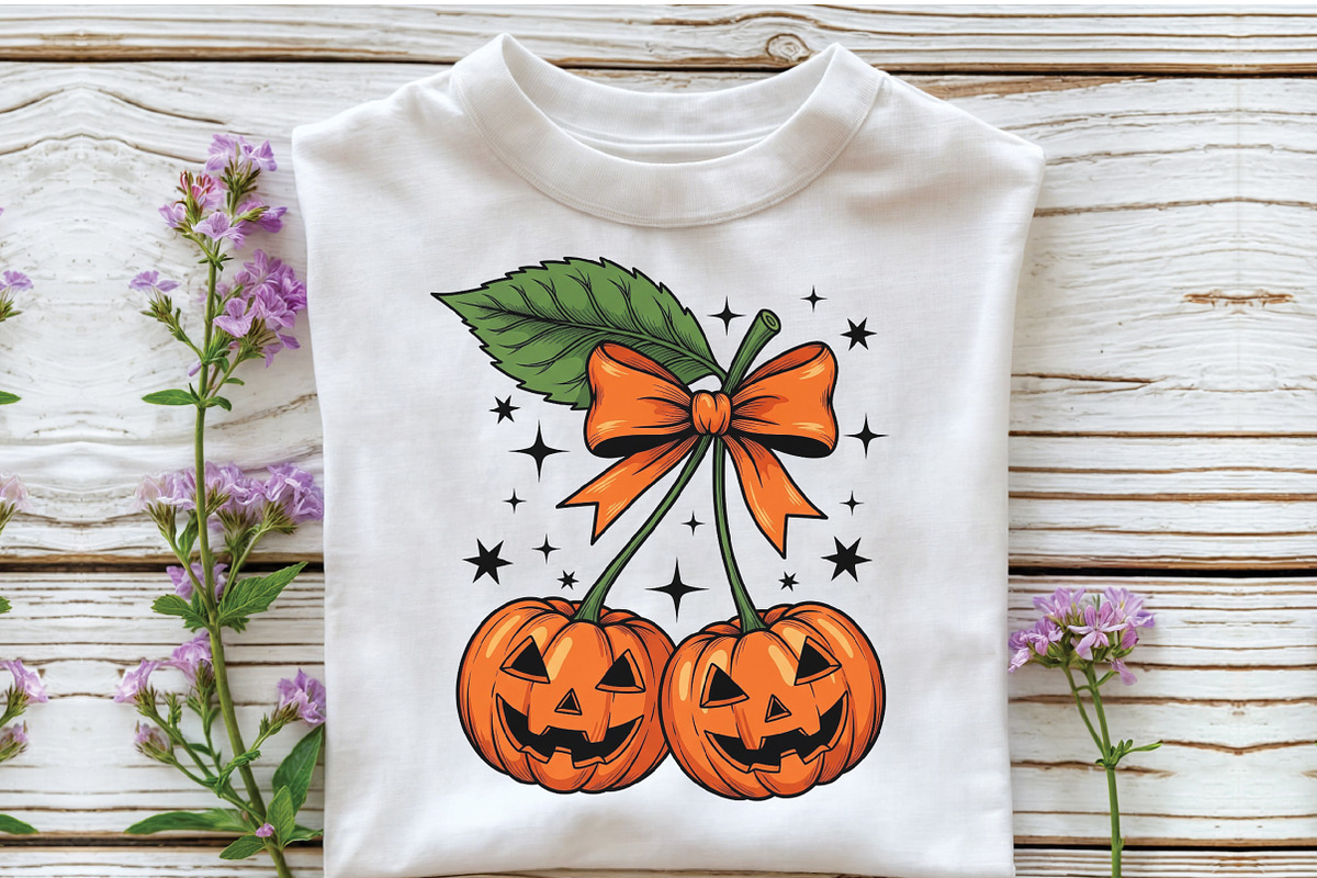 Pumpkin Cherries Halloween Bow Fall, an Illustration by Craft Nest (Photo 4 of 7)