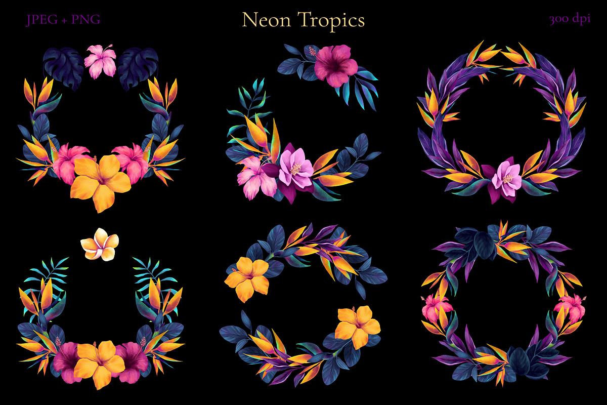 Neon Tropics watercolor, an Object Graphic by Salted Galaxy (Photo 7 of 16)