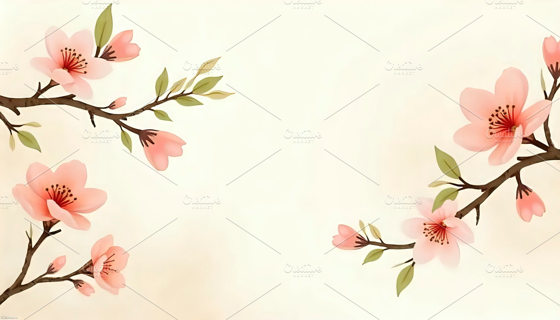 Peach Blossom Watercolor Background, a Photo by LOGOCREATIVE