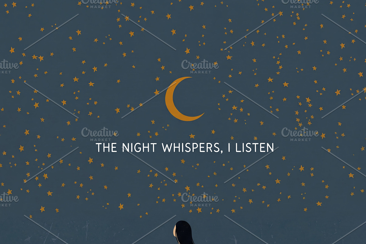 Woman under Starry Night Sky, a Person Illustration by Virgo Studio