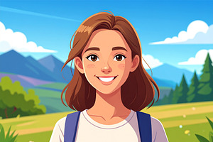 Teenage girl standing outdoors, looking directly at the camera, a Person Illustration by DanFLCreativo