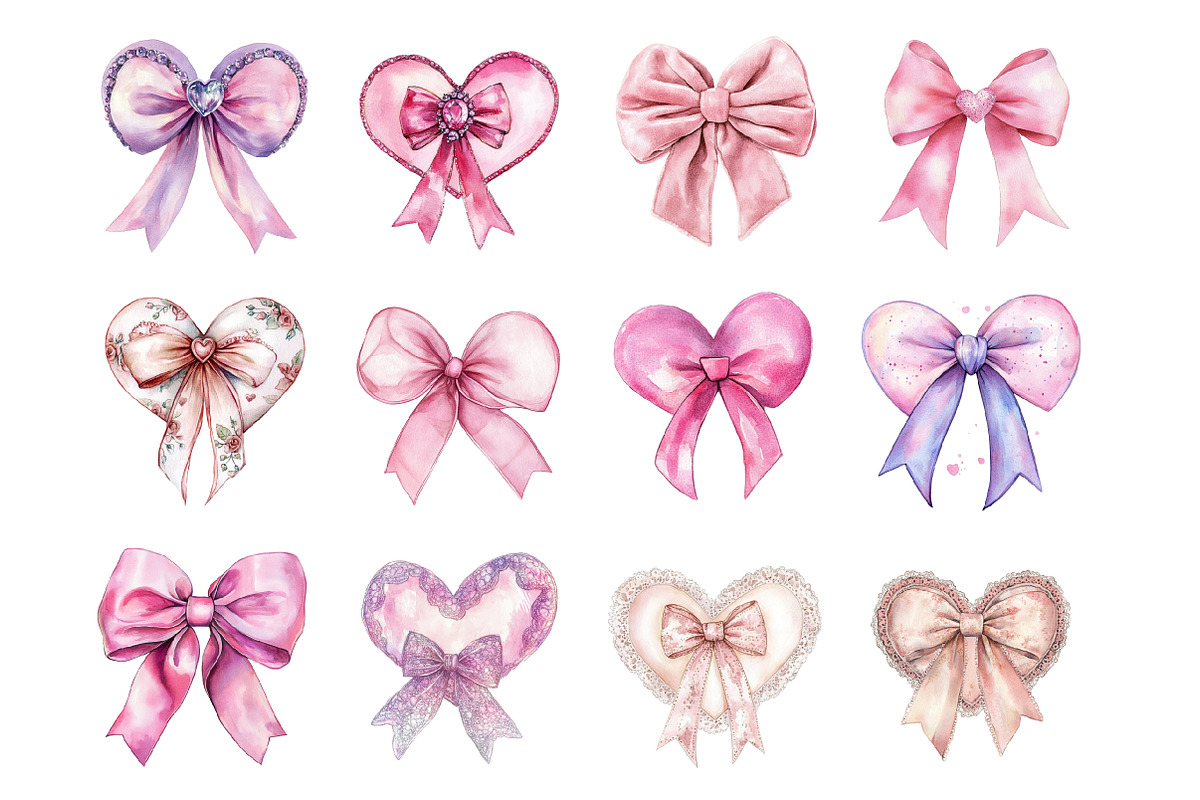 Valentine's Day Heart Coquette Bow, an Illustration by Design Market (Photo 2 of 3)
