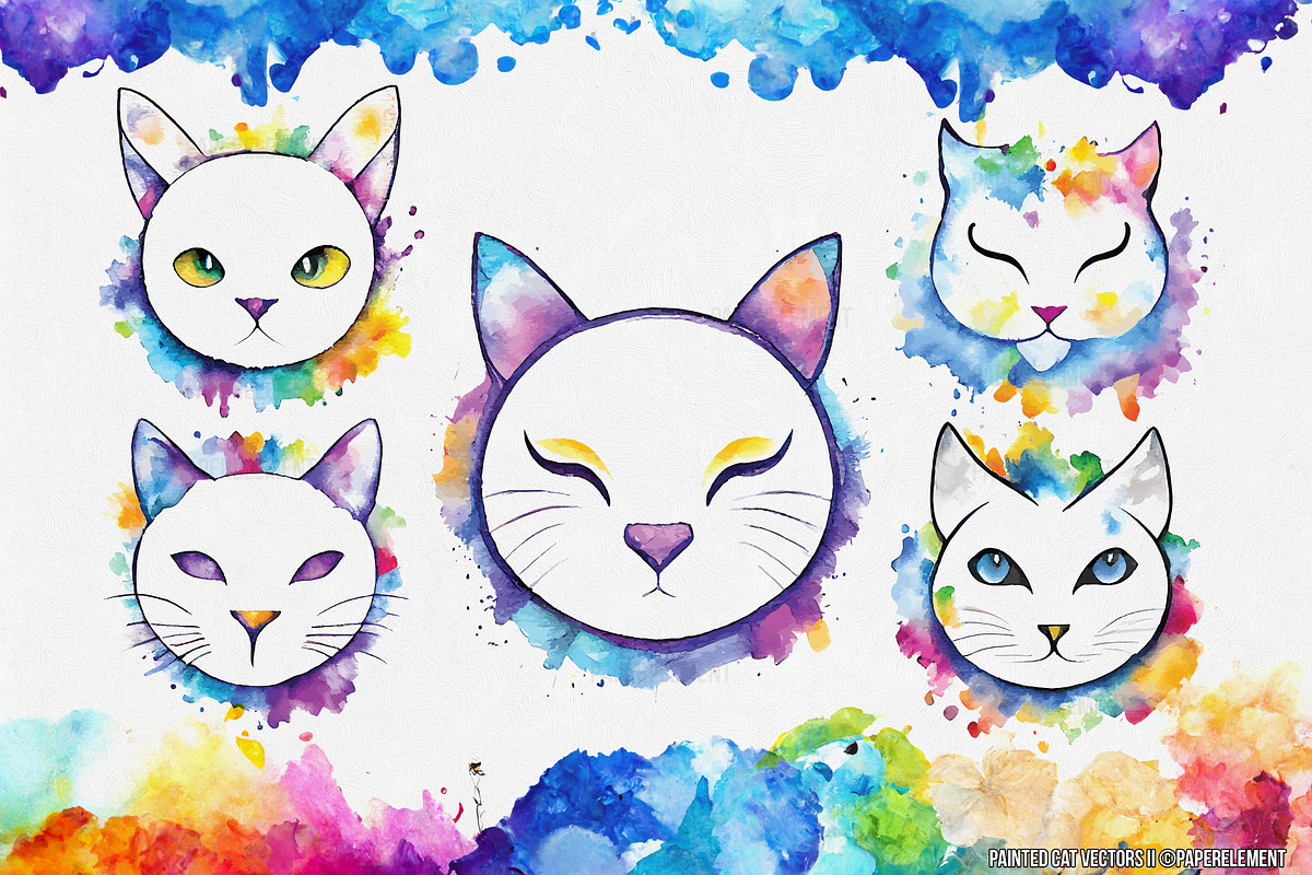 Painted Cat Vector Pack II, an Illustration by Paper Element (Photo 2 of 4)