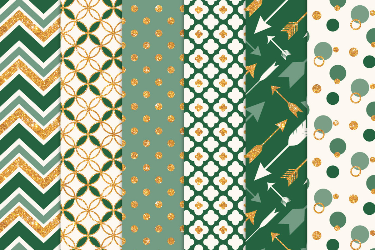 Emerald Green Glitter Digital Papers, a Pattern Graphic by Amanda Ilkov (Photo 2 of 3)