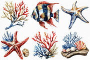 Watercolor Coastal Clipart, an Illustration by Craft Nest (Thumbnail 5 of 9)