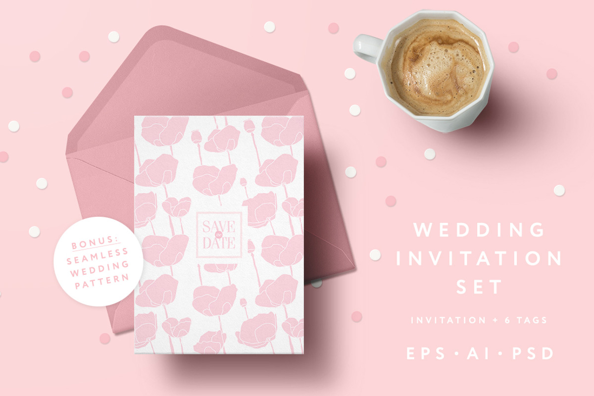 Pink Poppies Wedding Invitation Set, an Invitation Template by moibalkon (Photo 1 of 5)