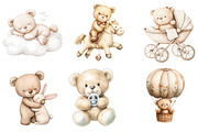 Watercolor Beige Teddy Bear Nursery, an Illustration by Watercolor design (Thumbnail 3 of 5)