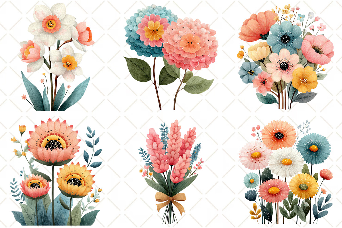 Watercolor Spring Flowers Clipart, an Illustration by Black Bird Studio (Photo 4 of 5)