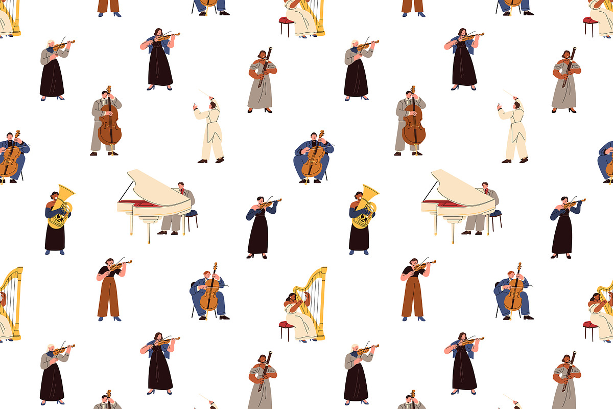 Symphonic orchestra musicians set, a Person Illustration by PaperTrident (Photo 5 of 5)