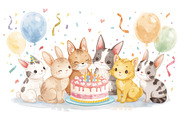 watercolor birthday Cakes Party, a Graphic by Creativeshirt (Thumbnail 2 of 14)