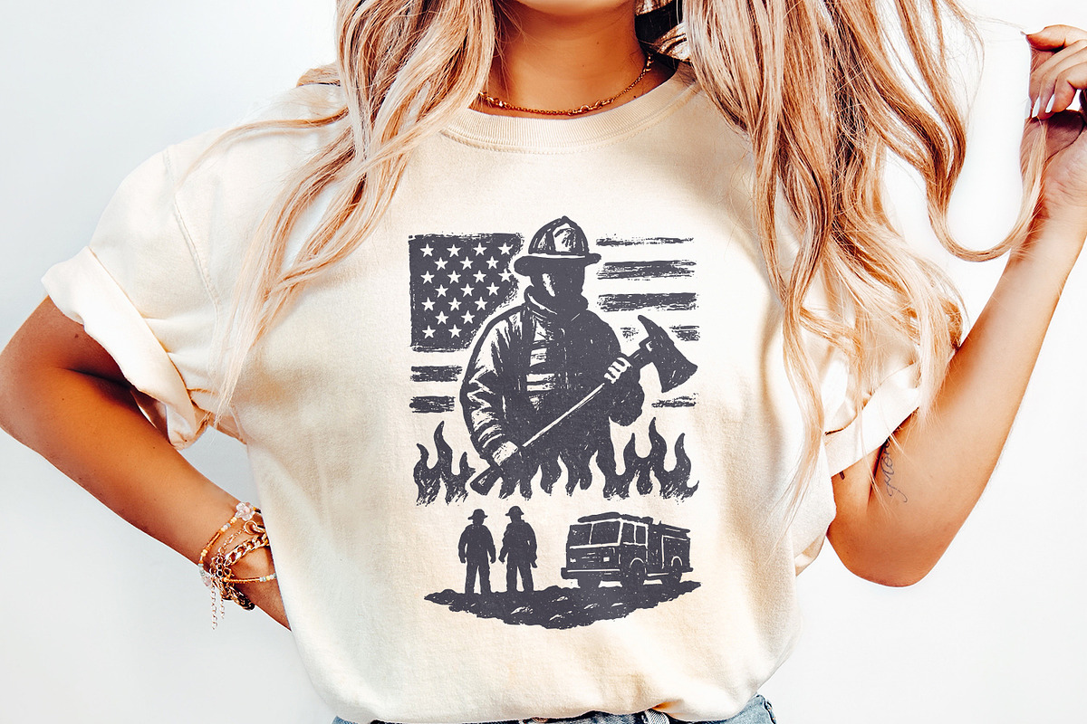 Firefighter PNG, American Flag, an Illustration by SharpMarketplace (Photo 2 of 9)