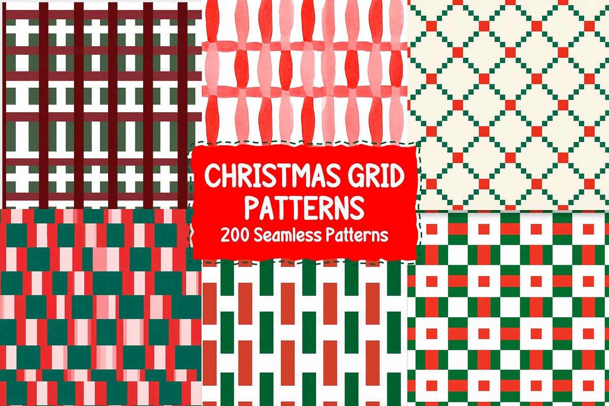 200 Christmas Grid Patterns, a Pattern Graphic by Pattern Whimsy (Photo 1 of 10)