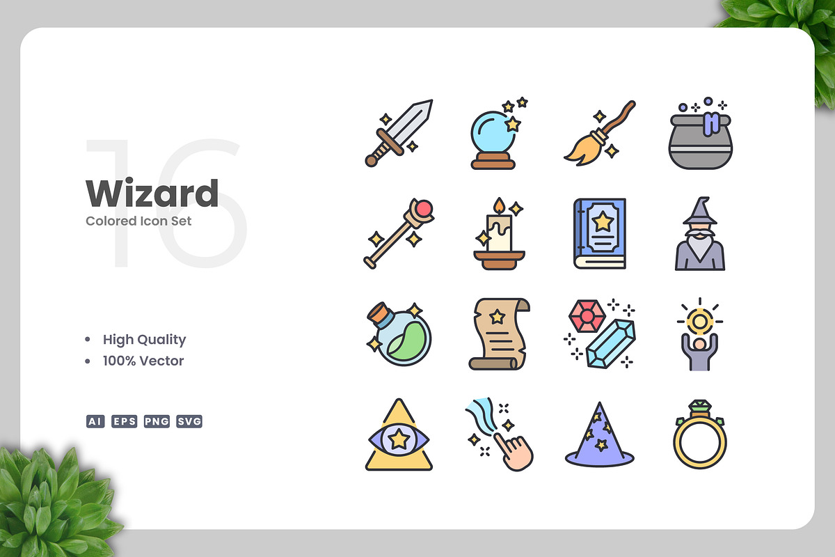 Wizard Colored Icons, an Icon by Upnowgraphic