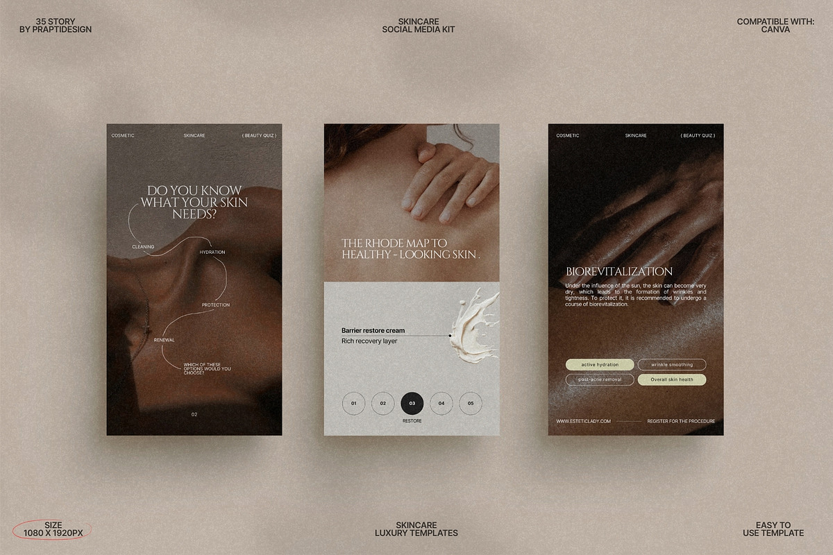 Soft Canva Skincare Story Kit preview 2