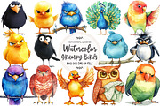 Funny Grumpy Birds Clipart, an Illustration by OK Design (Thumbnail 1 of 5)