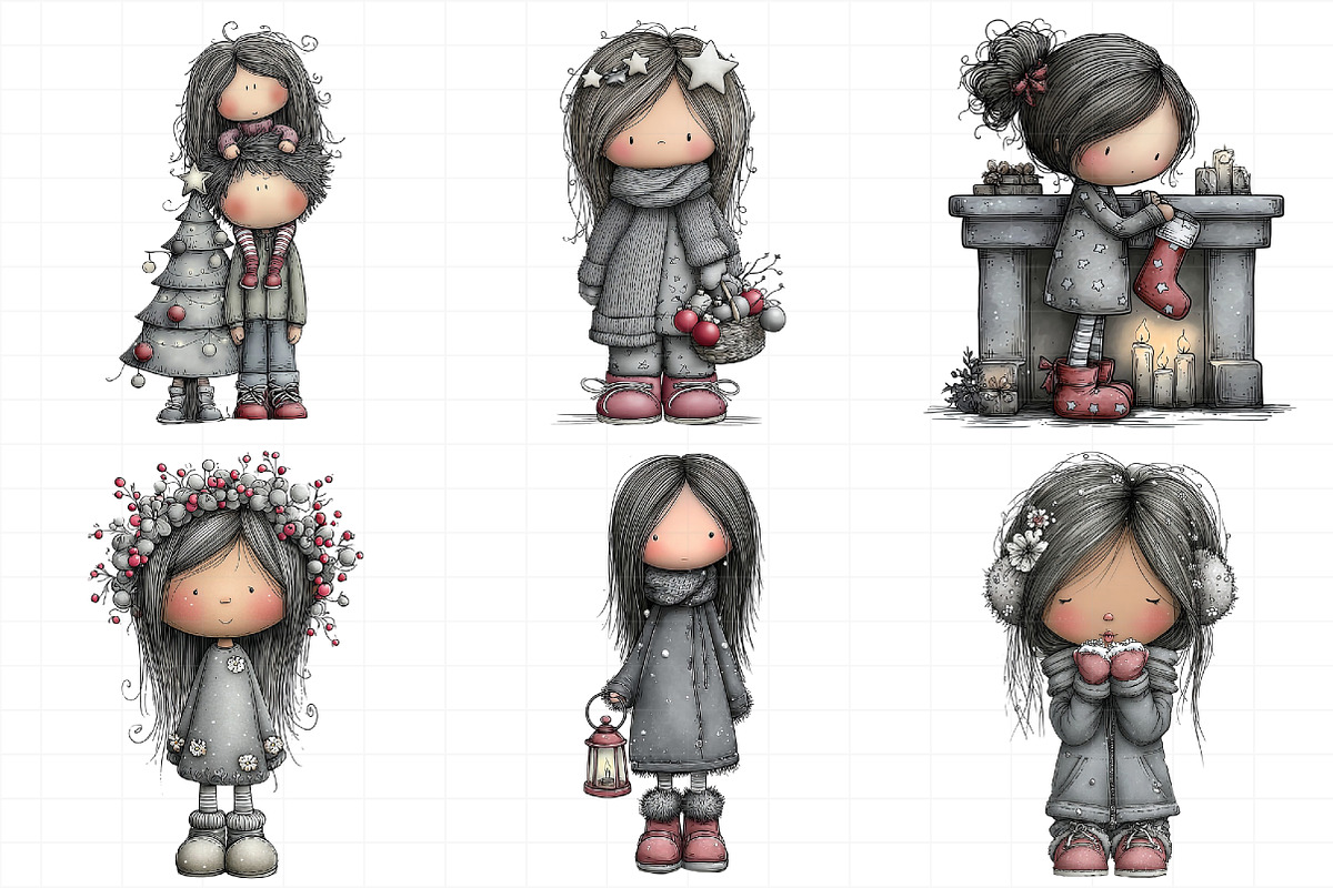 Christmas Little Girl Clipart, an Illustration by Daily.Designs (Photo 4 of 5)