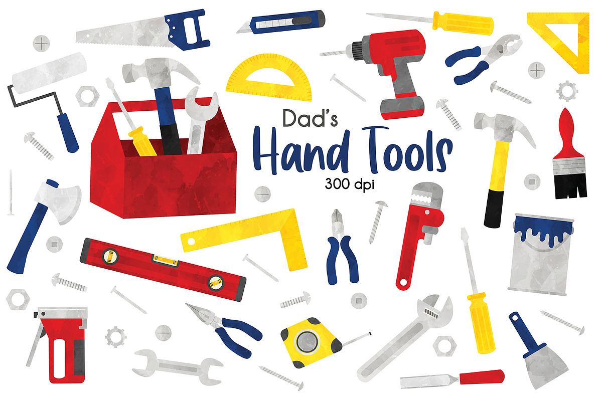 Hand Tools Clipart Set, an Object Illustration by SugarPickle Clip Art (Photo 1 of 3)