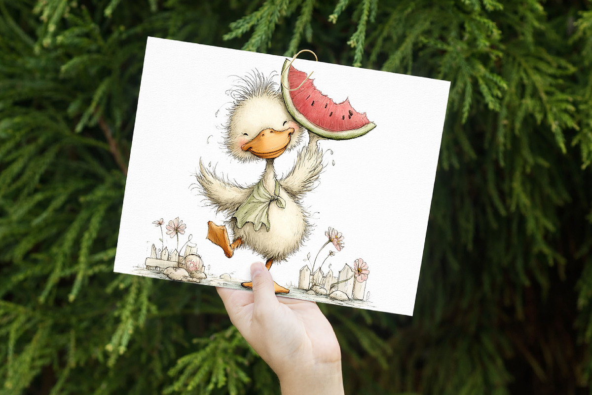 Whimsical Summer Goose Clipart Set, an Illustration by Libby Wishes (Photo 2 of 7)