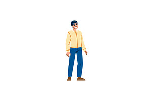 Young man standing and looking up, a Person Illustration by pikepicture