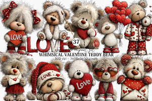 Whimsical Valentine Teddy Bear, an Illustration by Canvas Craft