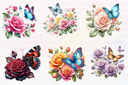 Watercolor Butterfly and Roses, an Illustration by CreationArt (Thumbnail 3 of 6)