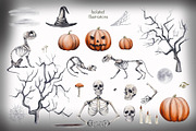 Halloween pumpkins and skeletons, an Illustration by Alena Sid (Thumbnail 3 of 12)
