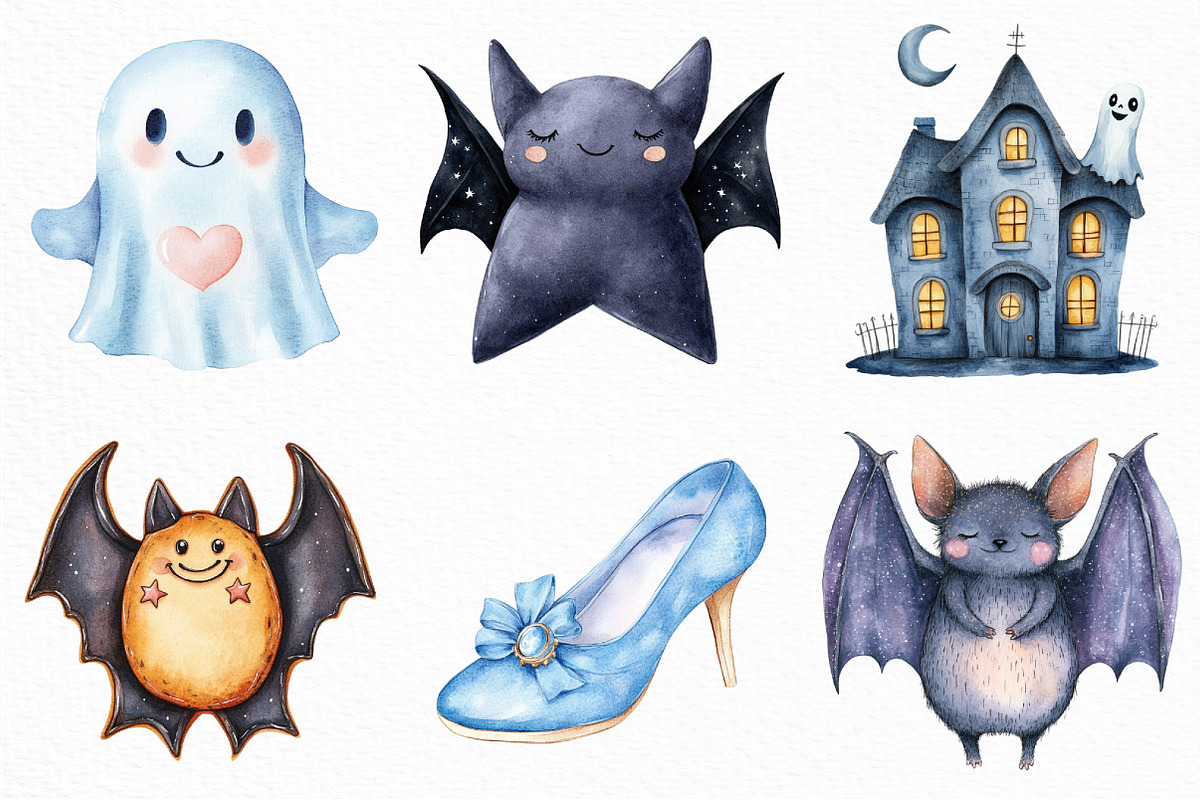 Watercolor Dreamy Cute Halloween PNG, an Illustration by Craft Nest (Photo 4 of 6)