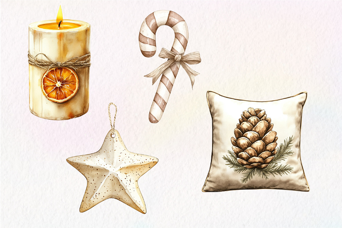 Neutral Christmas Clipart Bundle, an Illustration by Dream Creation (Photo 7 of 7)